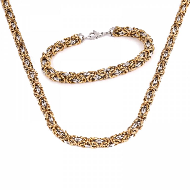 Necklace and Bracelet Sigtuna Set - Dual Tone