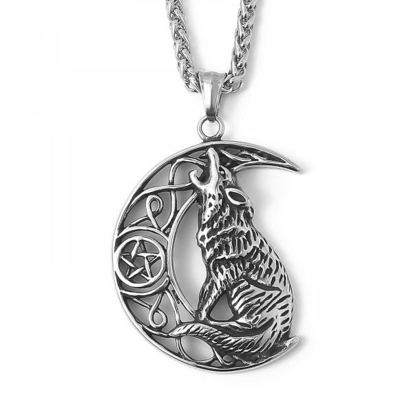 Wolf Necklace Howling 2 the moon XL