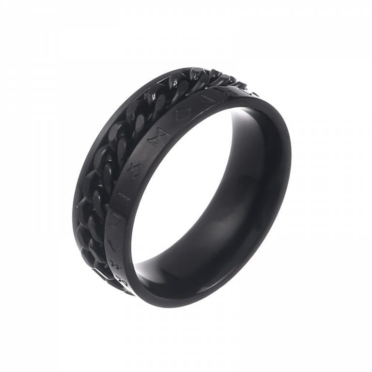 Runic Chainbound Ring Black