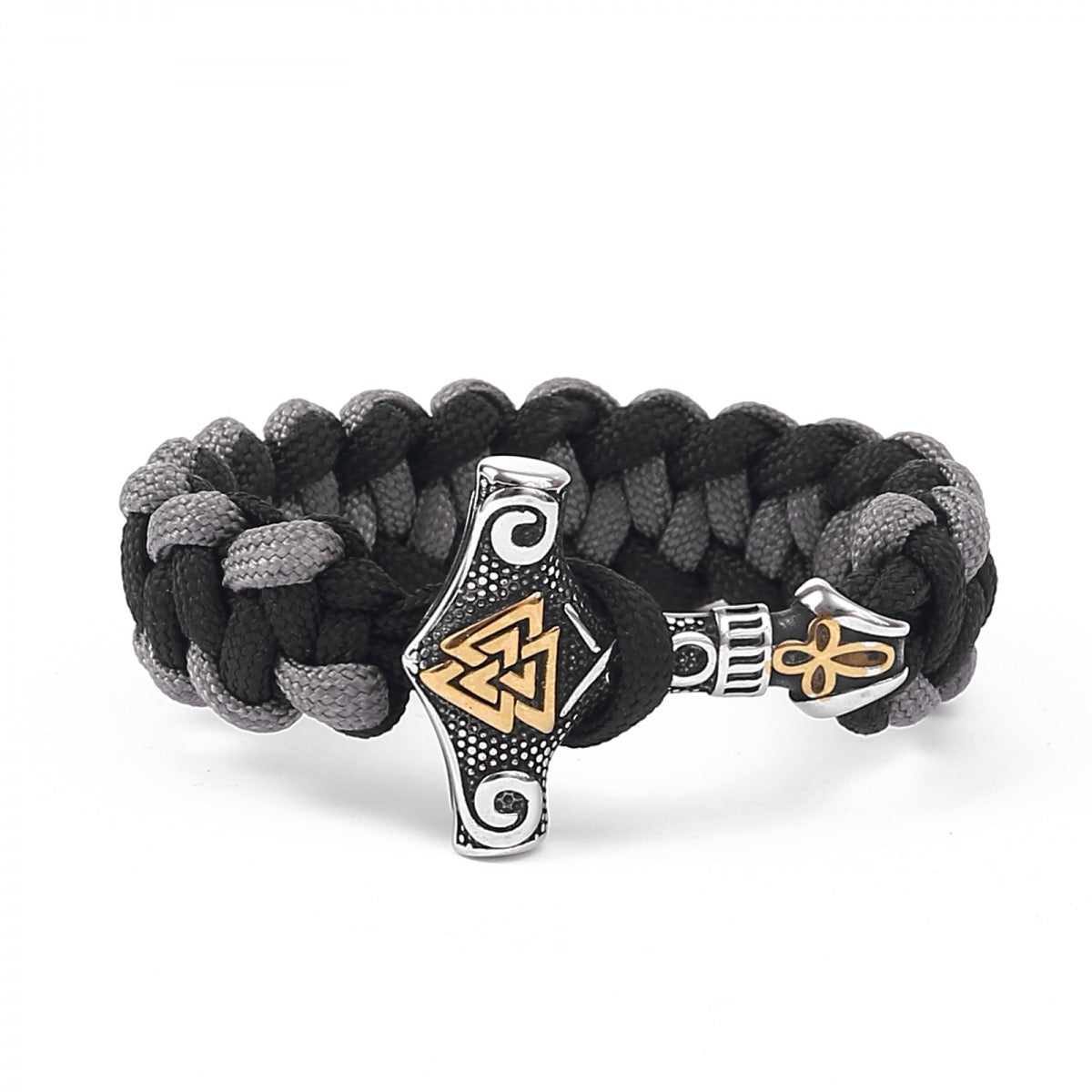 Thor Mjölnir Armband – Paracord, Schwarz-Grau