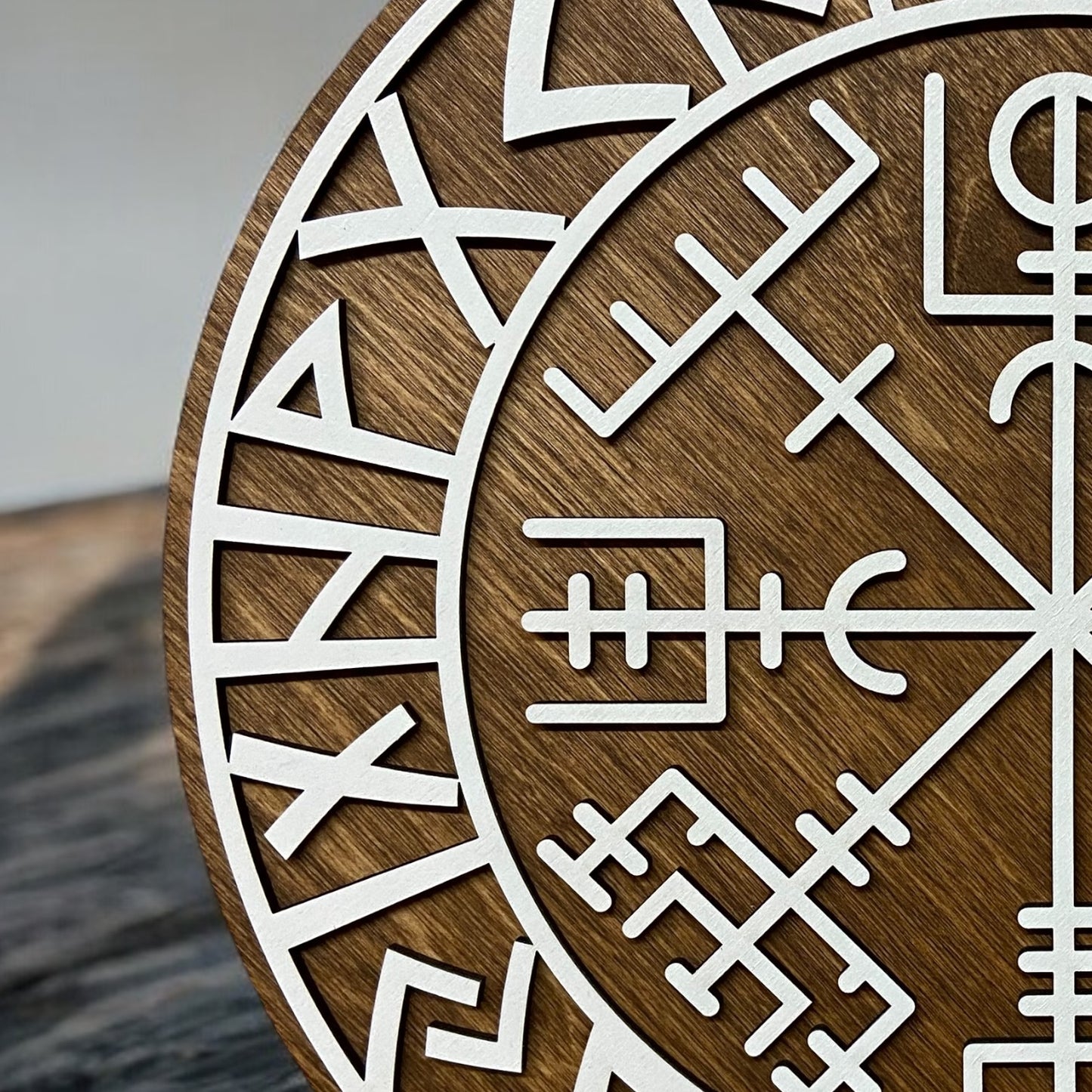 Nordic Shield with Segmented Runes and Vegvísir