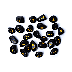 Black Agate Runestone Set