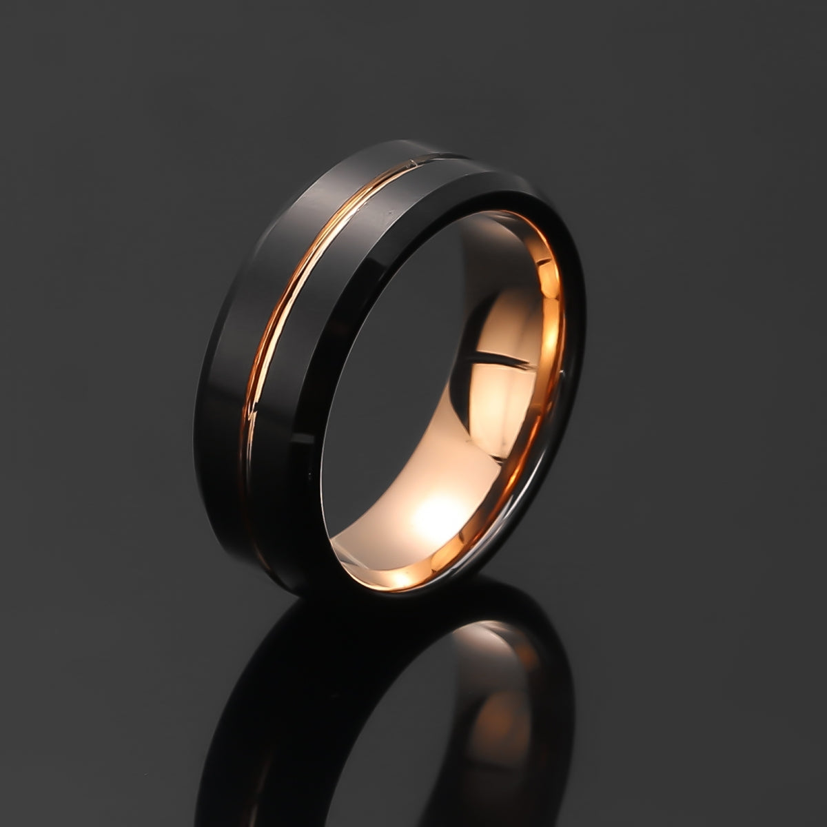 Tungsten Ring "Till Dawn" Black & Rosé