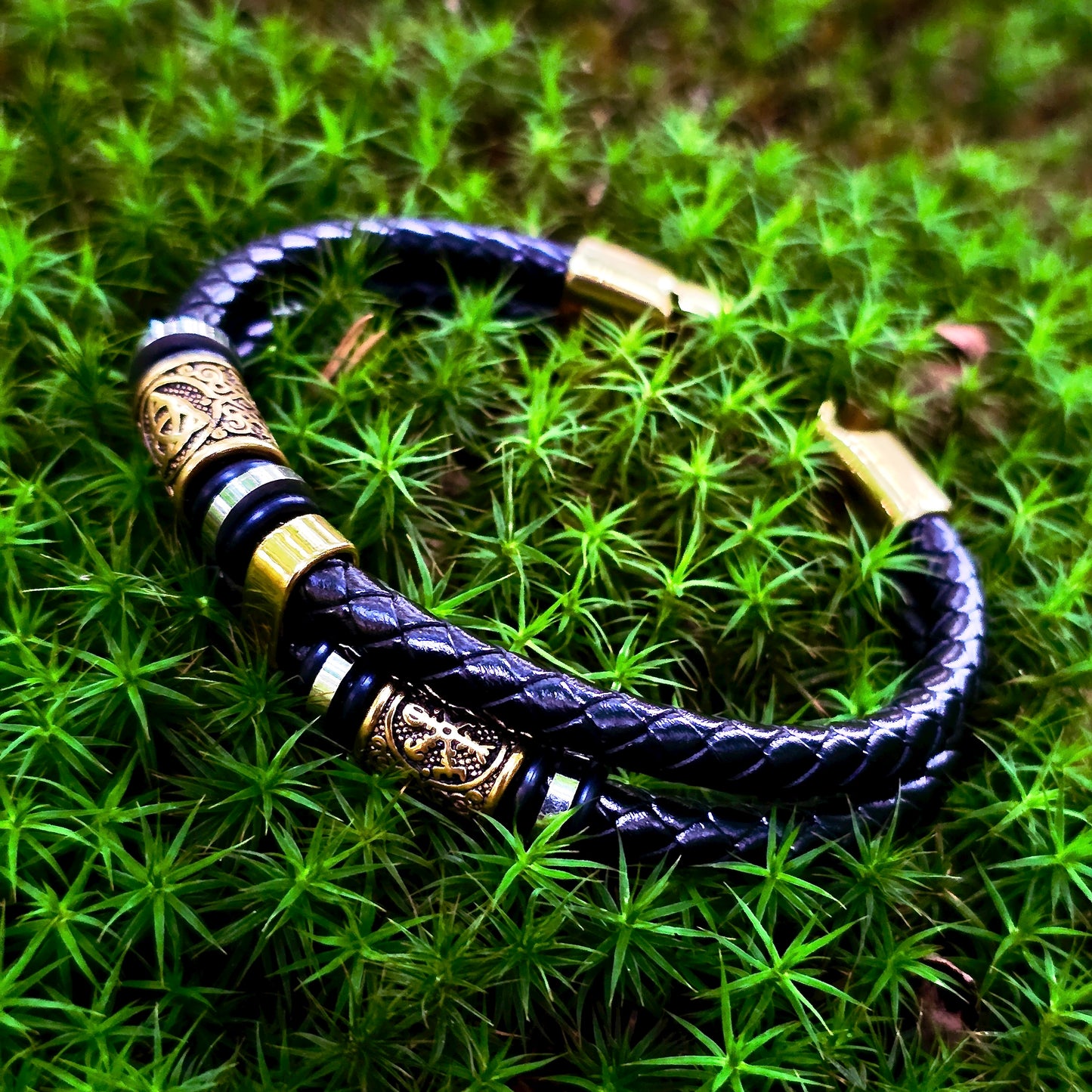 Bracelet "Vegvisir and Valknut Dubbla" (Dual Tone)