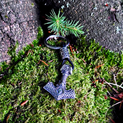 Schlüsselanhänger „Mjölnir Valknut“ – Silver Edition