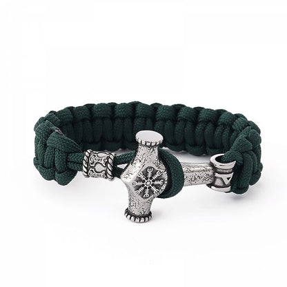 Paracord Bracelet Mjölnir Galdrastafir - Green