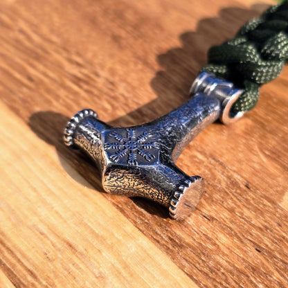 Paracord Bracelet “Mjölnir Galdrastafir” (Olive Green)