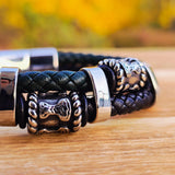 Bracelett Mjölner Twin Leather - Black/Green