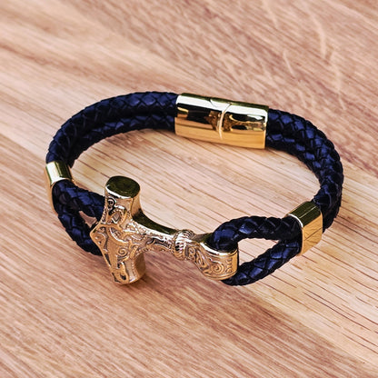 Bracelet “Mjölnir Asgard Knot” Leather (Gold)