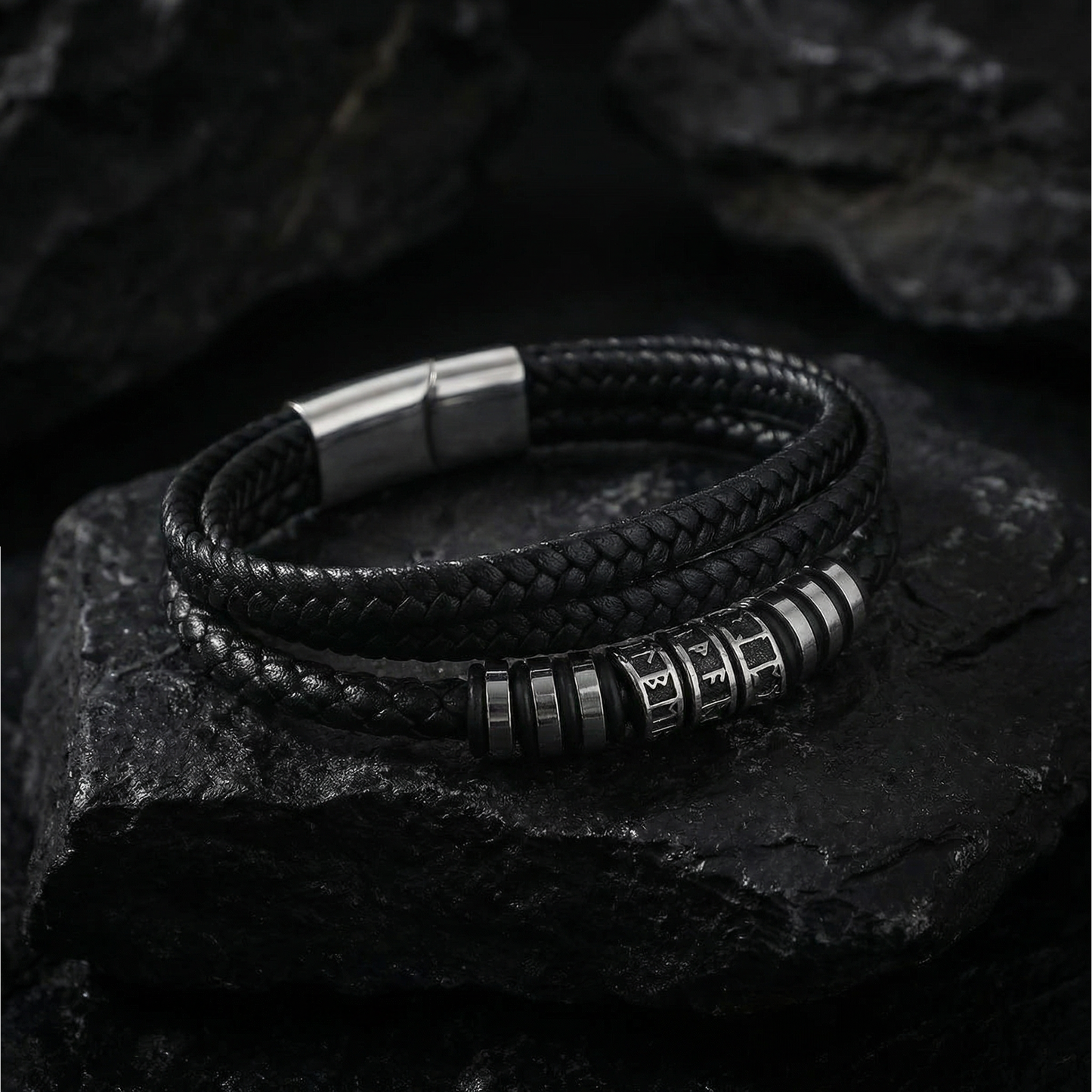 Leder Armband "Runen-tripple"