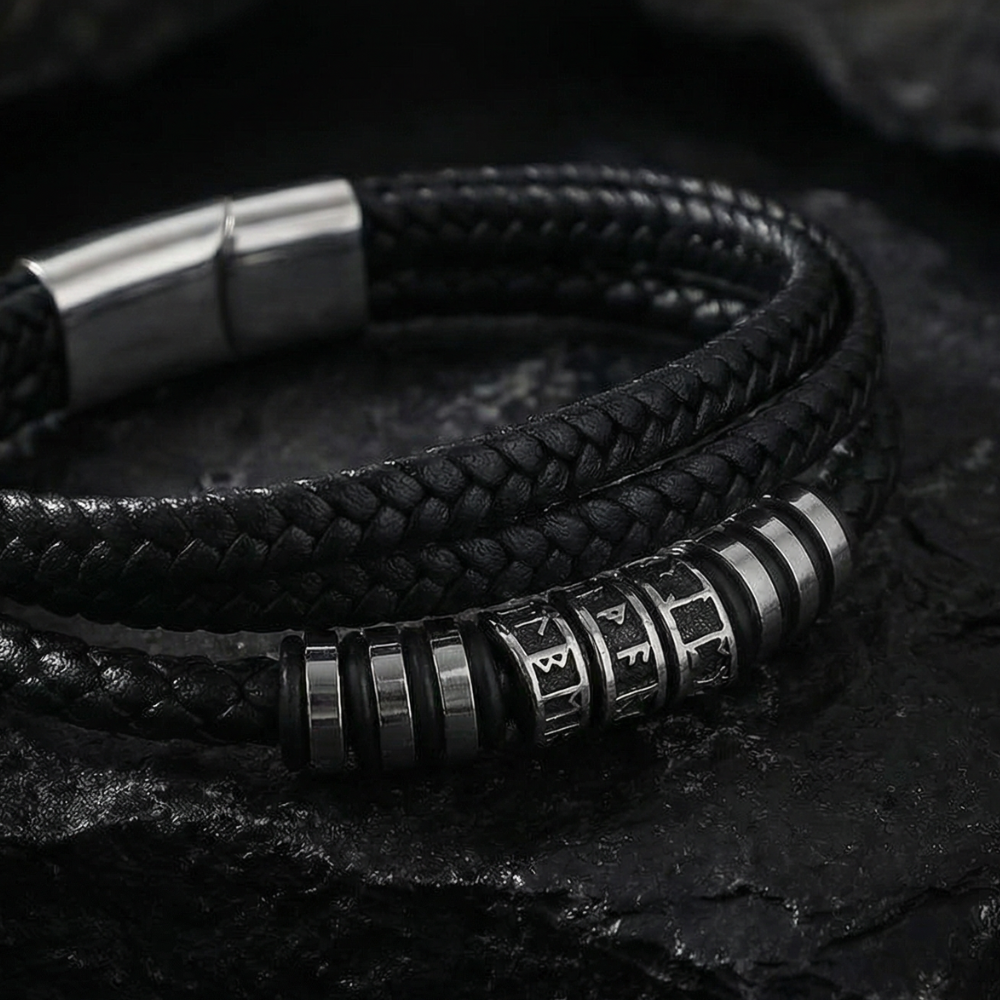 Leder Armband "Runen-tripple"