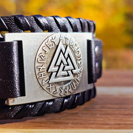 Armband Valknut Premiumleder - Schwarz