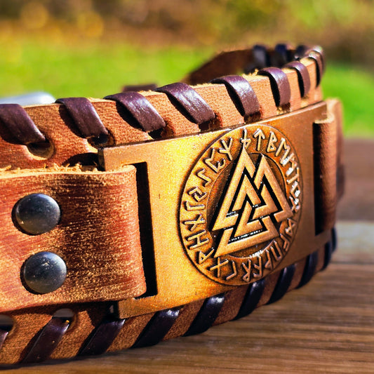 Armband Valknut Premiumleder - Braun