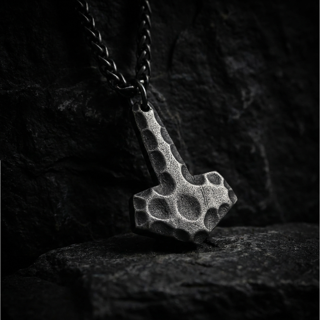 Halskette Mjölnir, gehämmert, antik