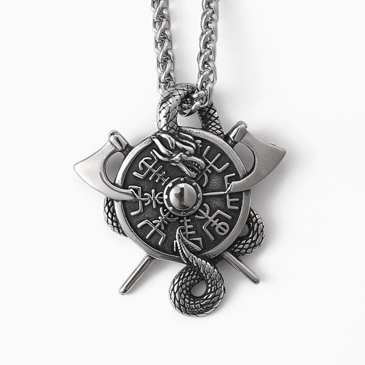 Halskette „Wikinger-Vegvísir-Schutzamulett“ (Silber)