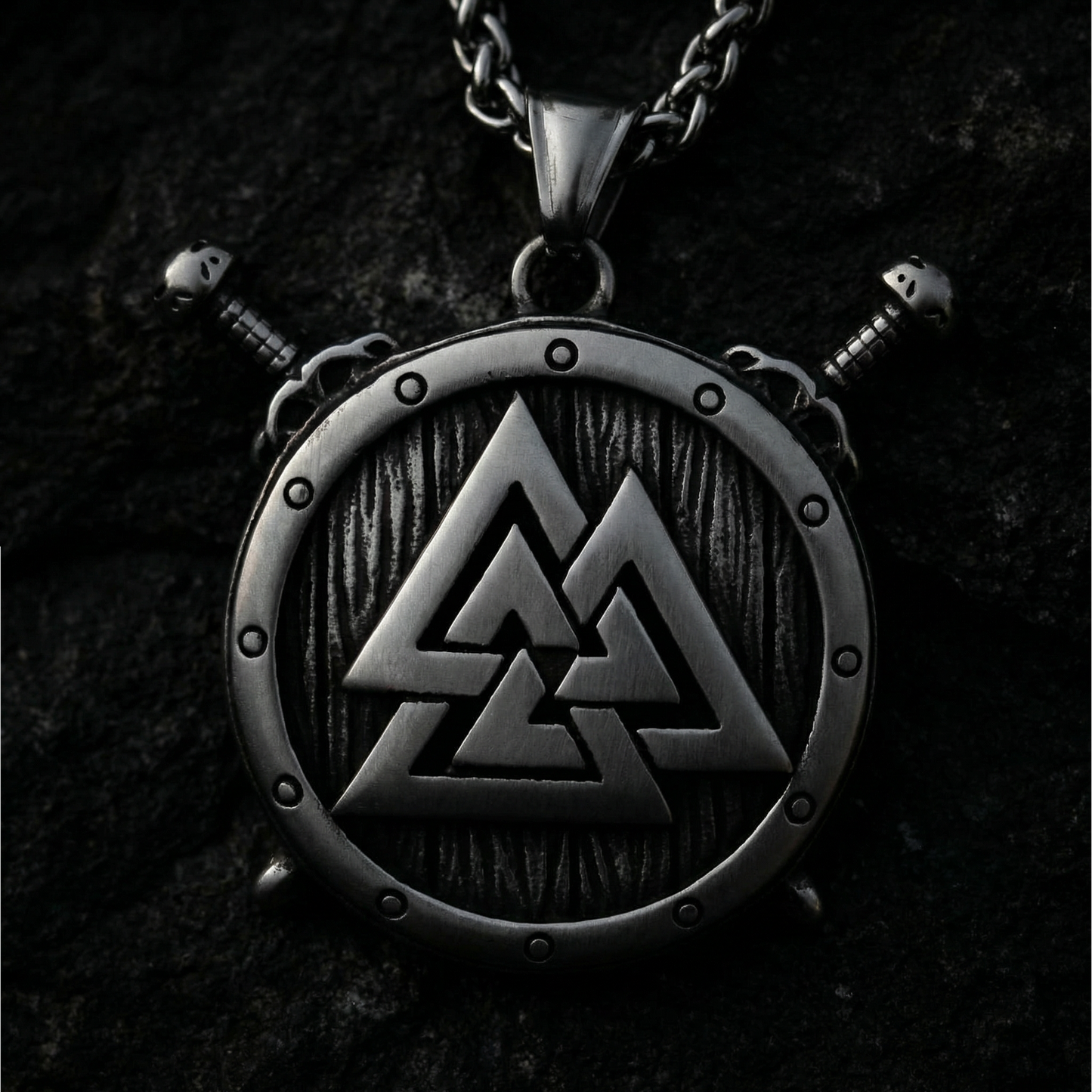 Necklace Valknut Shield - Silver