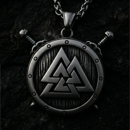 Necklace Valknut Shield - Silver