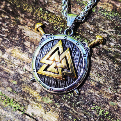 Halskette „Valknut Shield“ (Zweifarbig)