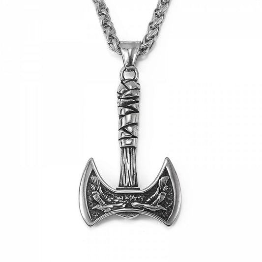 Necklace “Viking Raven Axe” (Silver)