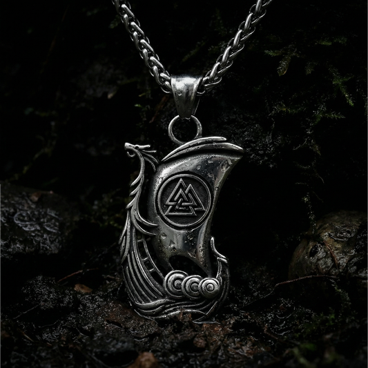 Halskette Drakkar Longship - Silber