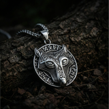 Halsband Runisk Vargmask - Silver