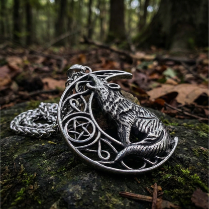 Wolf Necklace Howling 2 the moon XL