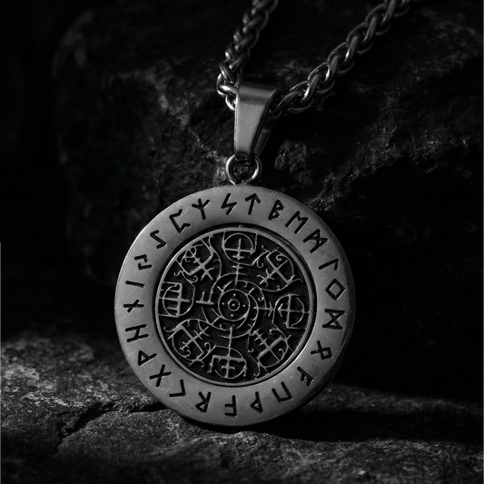 Drehbarer Vegvisir-Halskette, poliert - S