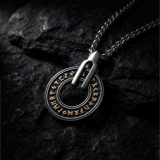 Necklace Runic Wheel - Dual Tone