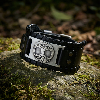 Bracelet Yggdrasil Premium-Leather - Black