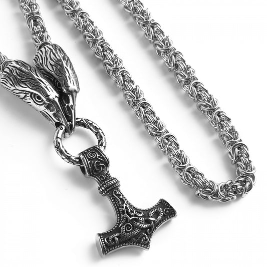 Guardian King Chain Necklace "Hugin and Munin" (Silver)