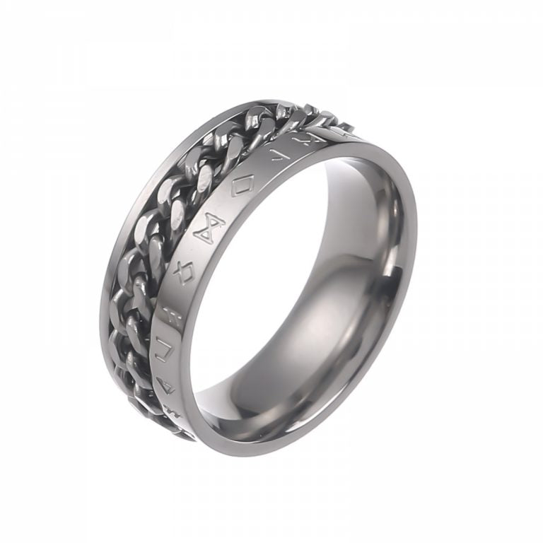 Runic Chainbound Ring Silver