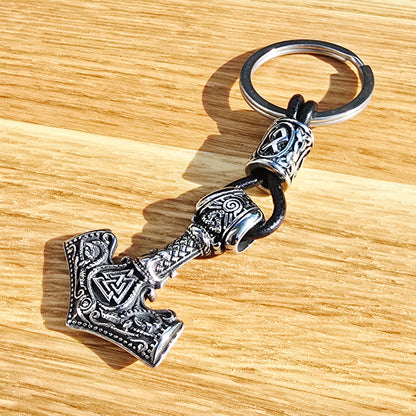 Schlüsselanhänger „Mjölnir Valknut“ – Silver Edition