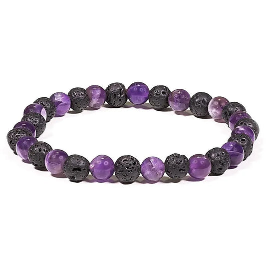 Armband aus Lavastein und Amethyst – Natürlicher Kontrast