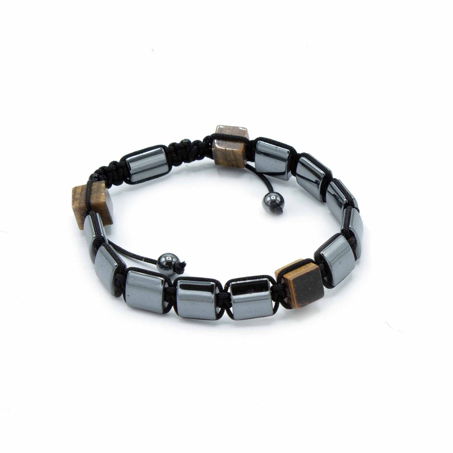 Magnetisches Shamballa-Armband mit Hämatit und Tigerauge