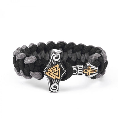 Thor Mjölnir Armband – Paracord, Schwarz-Grau