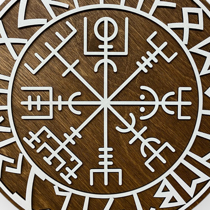 Nordic Shield with Segmented Runes and Vegvísir