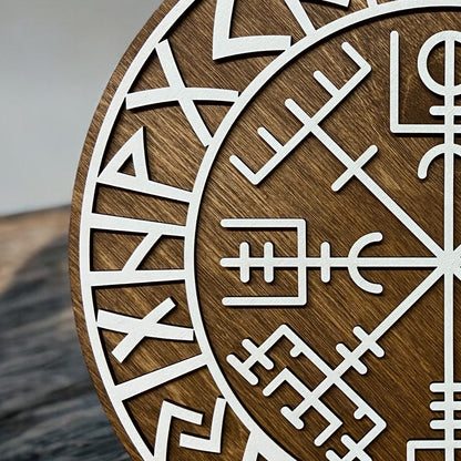 Nordic Shield with Segmented Runes and Vegvísir