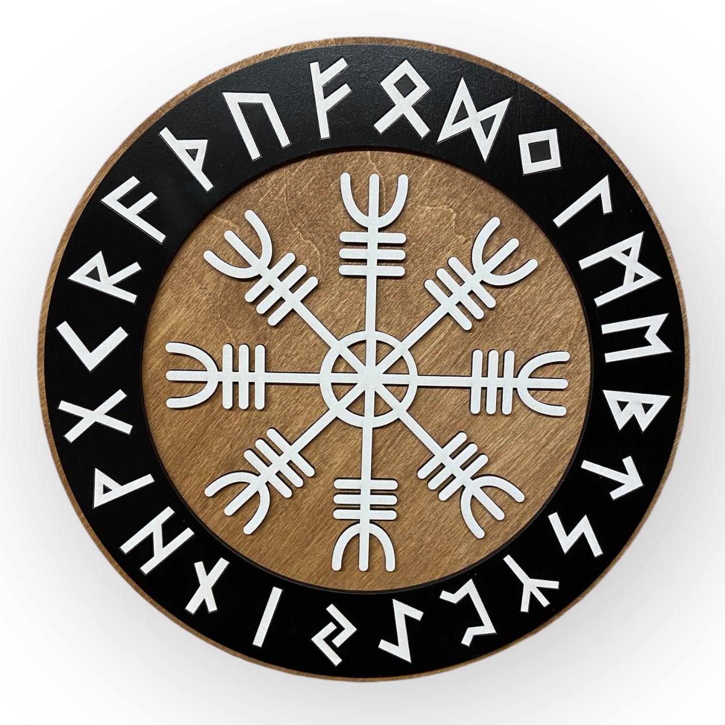 Nordic Shield with Rune Ring and Vegvísir