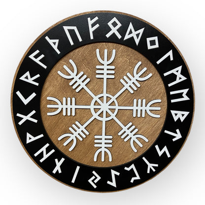 Nordic Shield with Rune Ring and Vegvísir