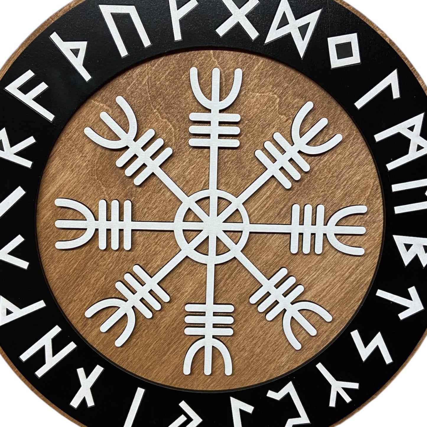 Nordic Shield with Rune Ring and Vegvísir