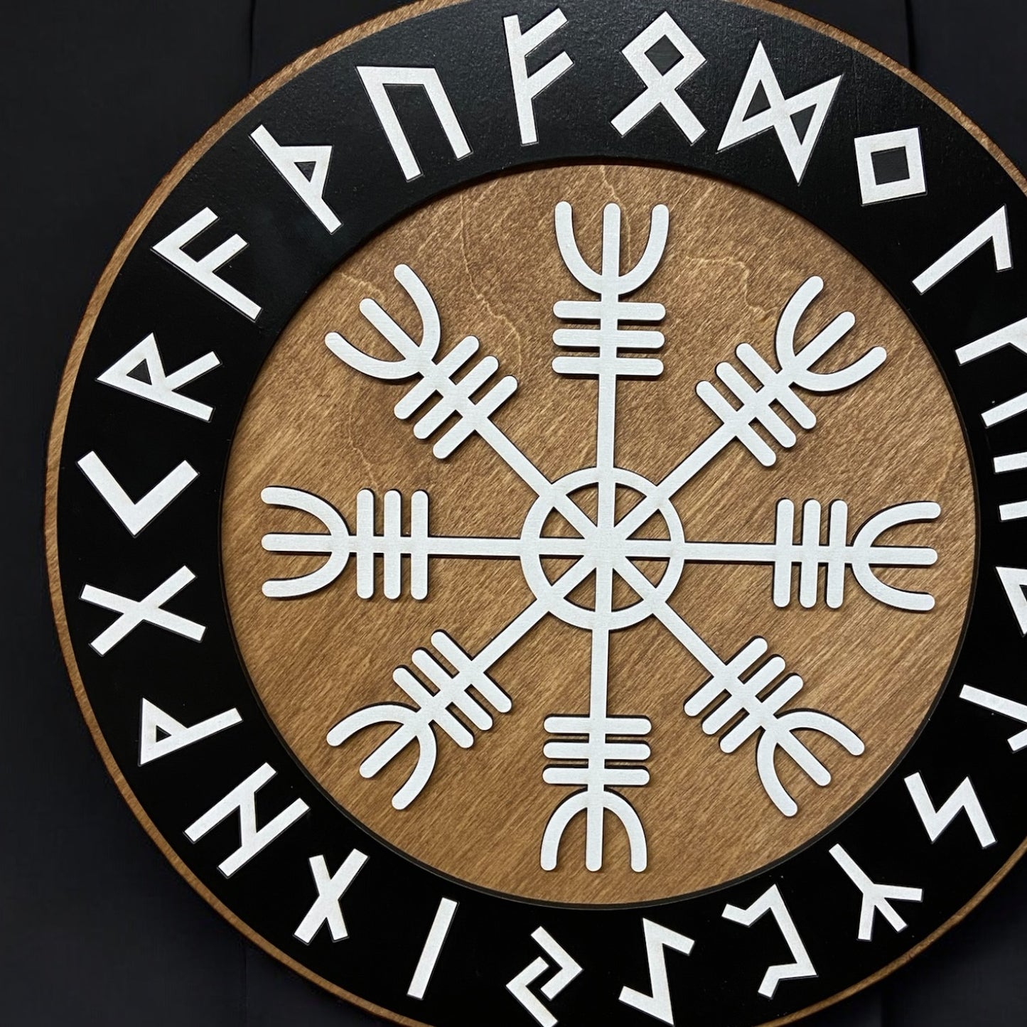 Nordic Shield with Rune Ring and Vegvísir