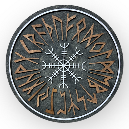 Nordic Shield with Runic Circle and Vegvísir