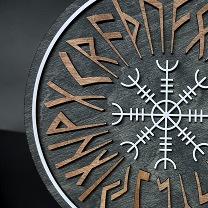 Nordic Shield with Runic Circle and Vegvísir