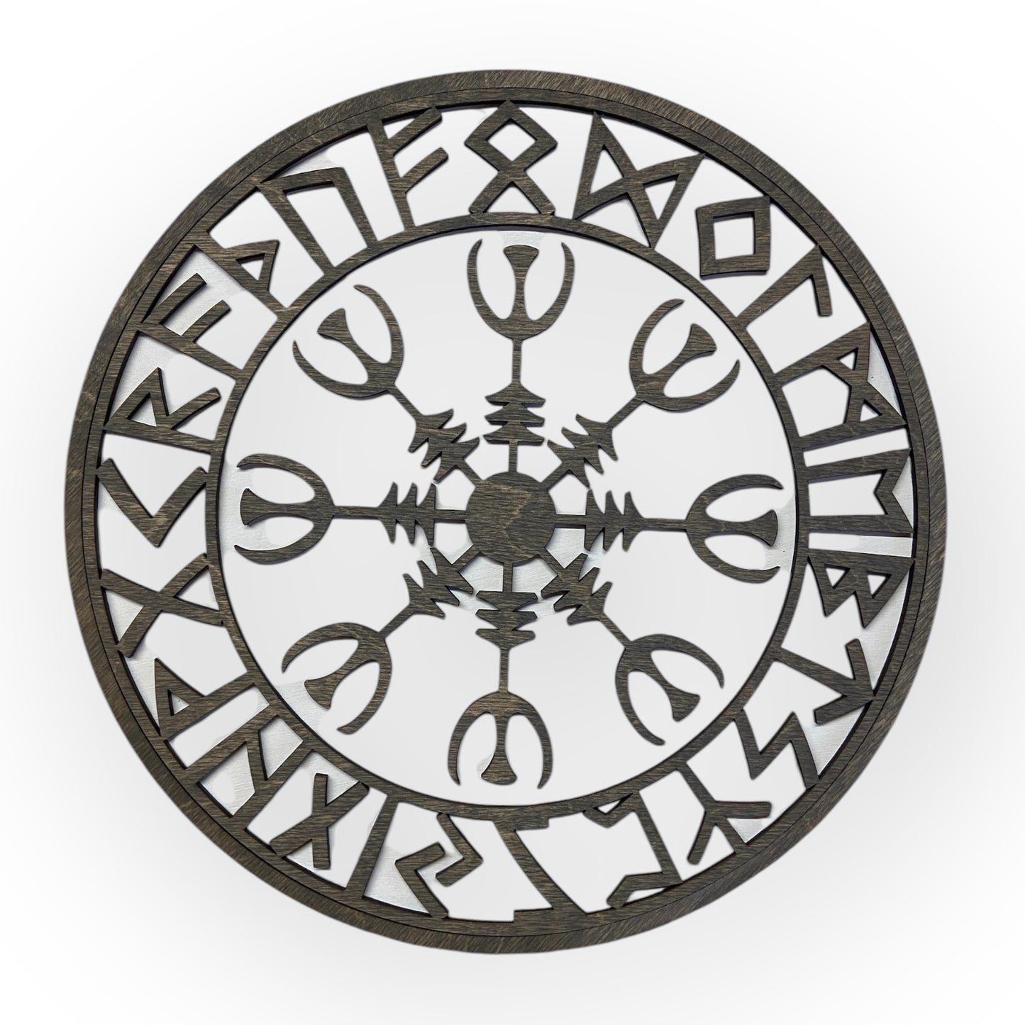 Viking Shield with Runes and Vegvísir