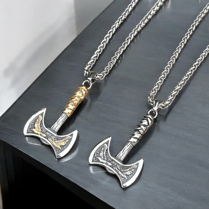 Necklace “Viking Raven Axe” (Dual Tone)