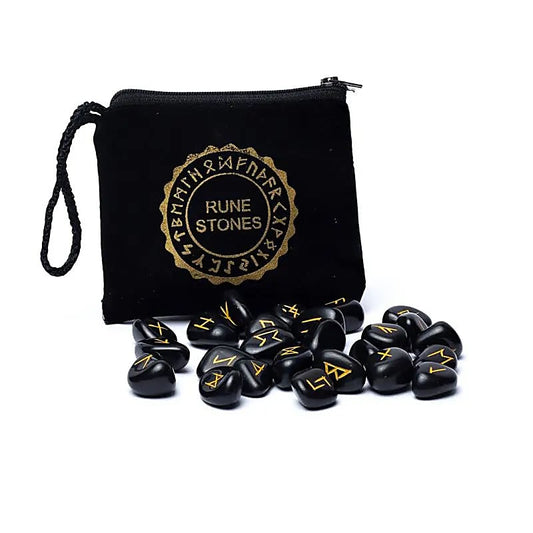 Black Agate Runestone Set