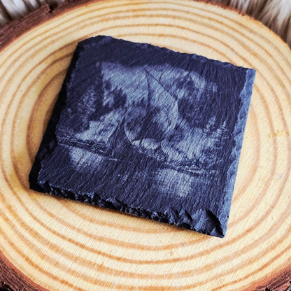 Slate Coasters 10x10cm – Viking Longship