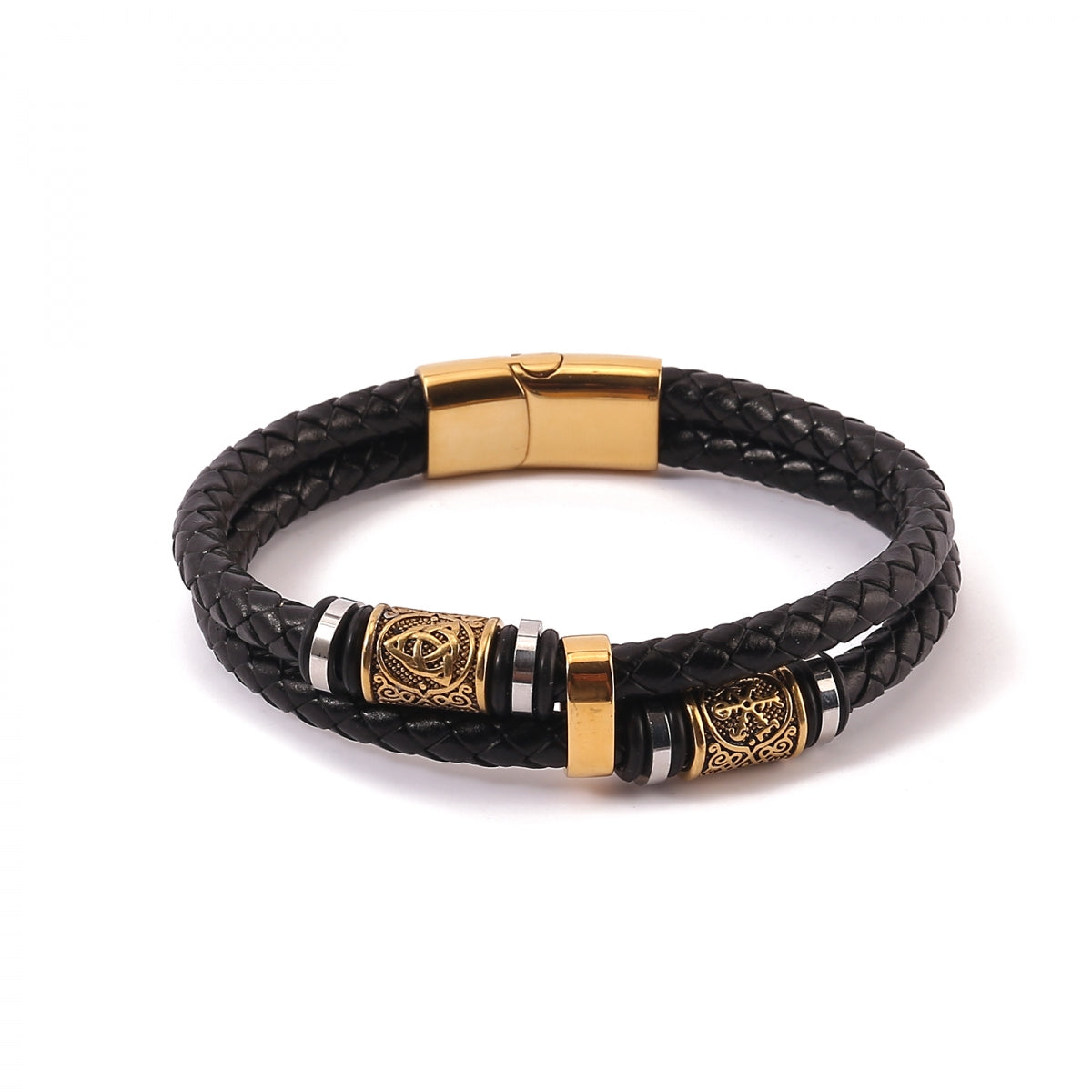 Bracelet "Vegvisir and Valknut Dubbla" (Dual Tone)